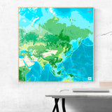 Asien-Karte [Jalma Design] im Raum 2 | Weltkarte Landkarte Stadtkarte von mapdid