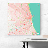 Chicago-Karte [Nani Design] im Raum 2 | Weltkarte Landkarte Stadtkarte von mapdid