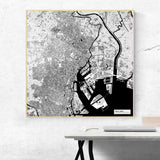 Tokio-Karte [Kaia Design] im Raum 2 | Weltkarte Landkarte Stadtkarte von mapdid