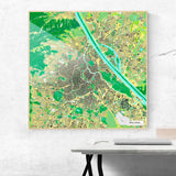 Wien-Karte [Jalma Design] im Raum 2 | Weltkarte Landkarte Stadtkarte von mapdid